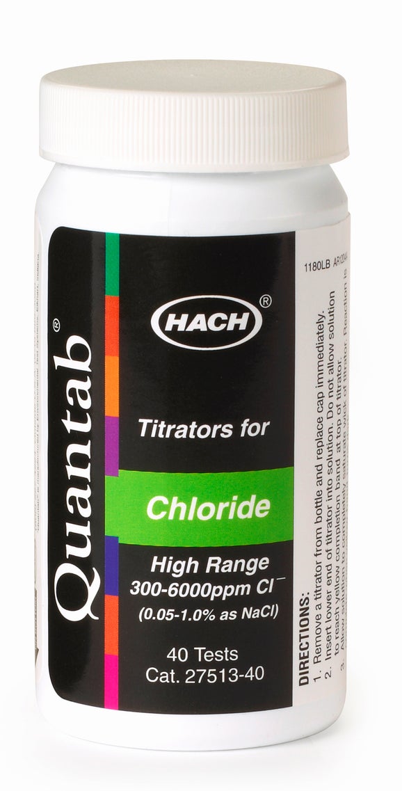 Quantab Chlorid-Teststreifen, 300-6000 mg/L, 0,05-1,0% NaCl, 40 Stk.