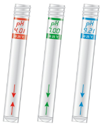 Bedruckte pH Kalibrierröhrchen, 3 x 10 mL, für portable Sension+ Messgeräte
